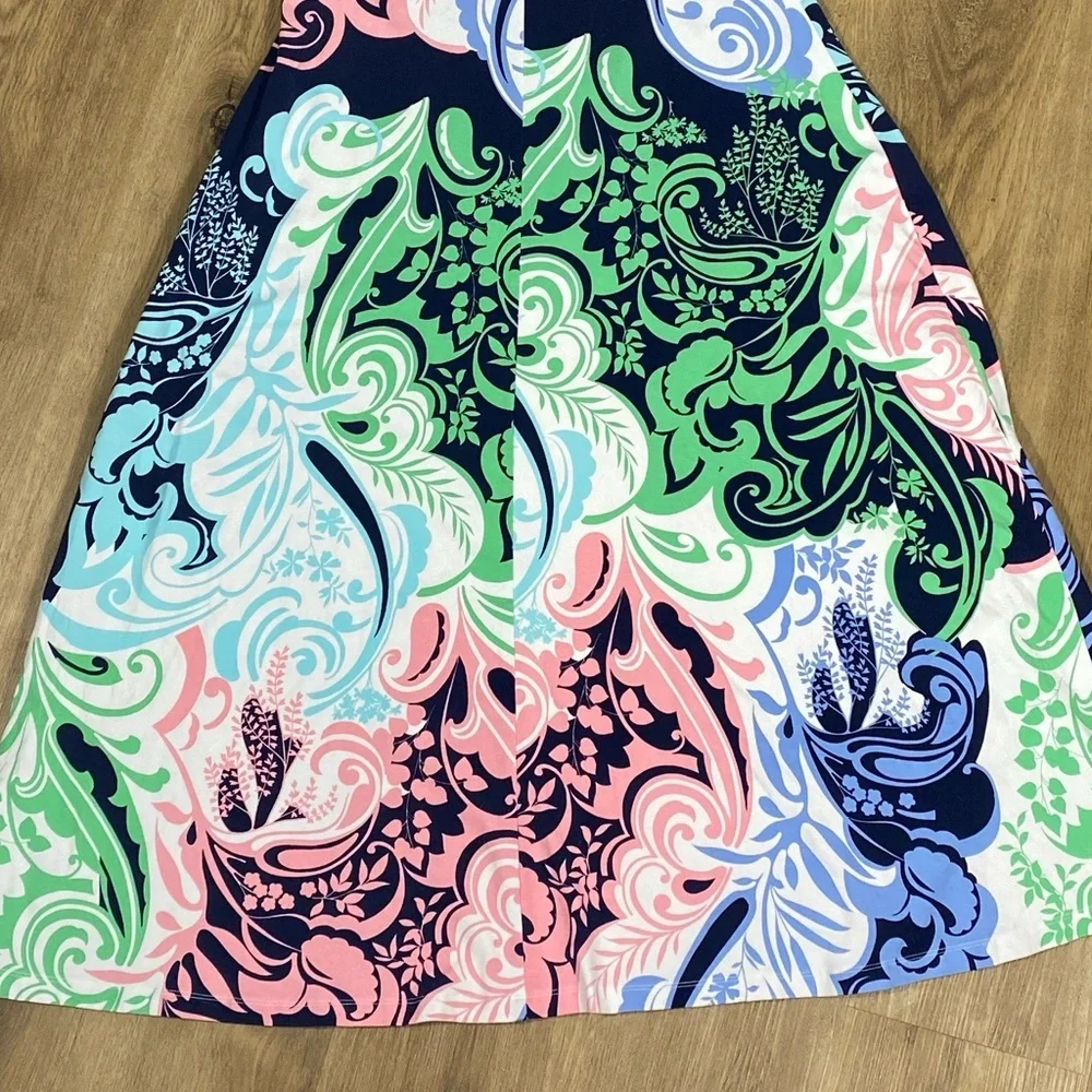 Talbots Twist Back Maxi Dress - Paisley Print Pastel size Large Petite - Picture 4 of 12